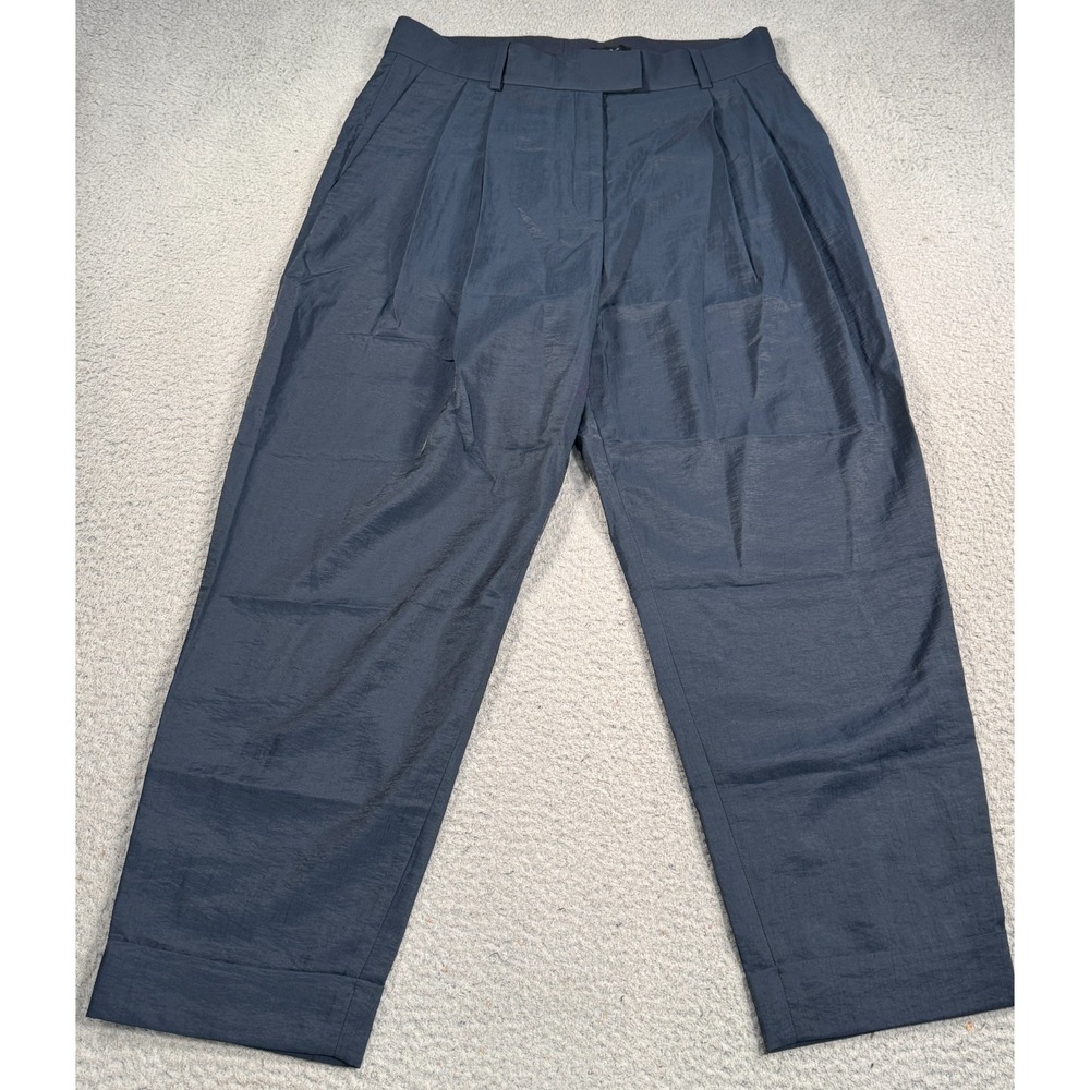 COS Navy Pleated High-Rise Wide-Leg Trousers